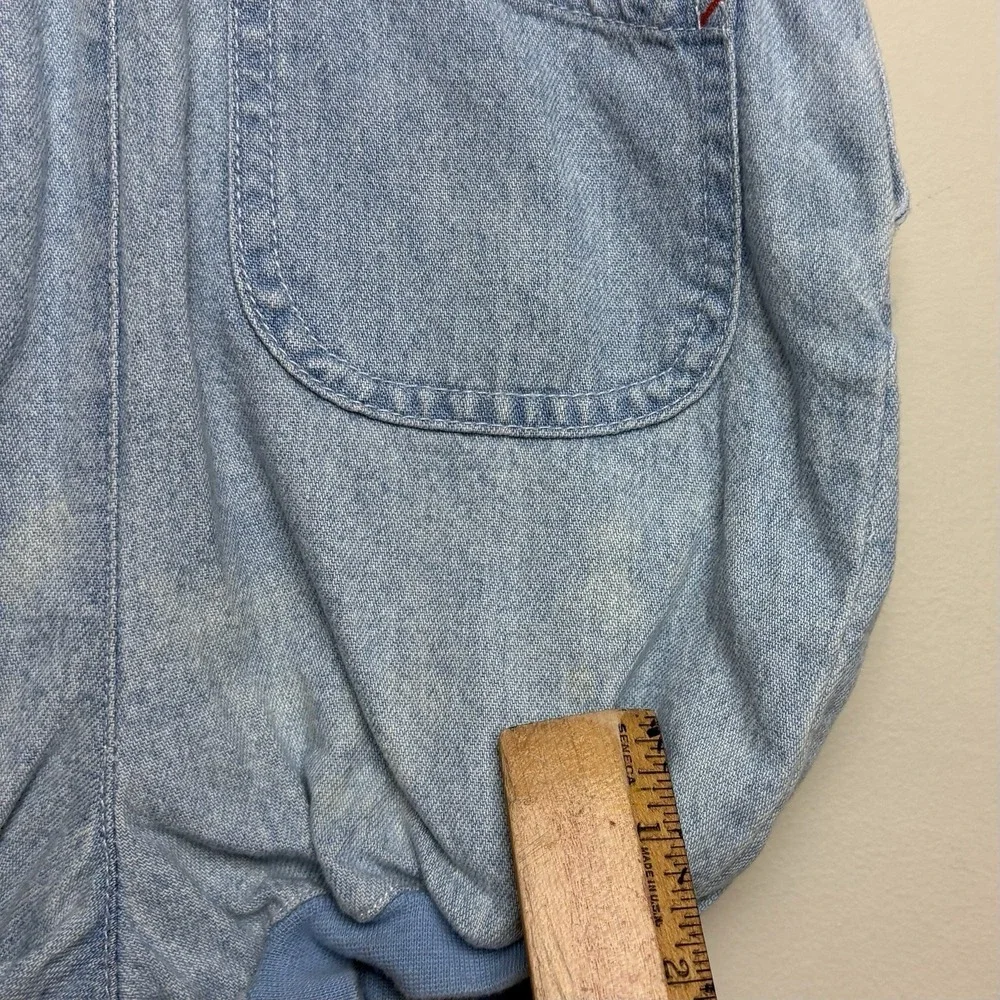 Vintage Gymboree XS 9-18 Months Light Wash Denim Colorful Bubble Romper